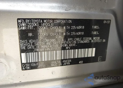 2022 Toyota Rav4 Hybrid Se z USA, uszkodzony, nr VIN JTM16RFV4NJ015533